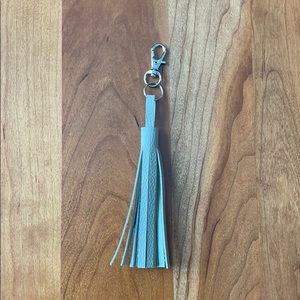 Genuine leather tassel charm-keychain beige small